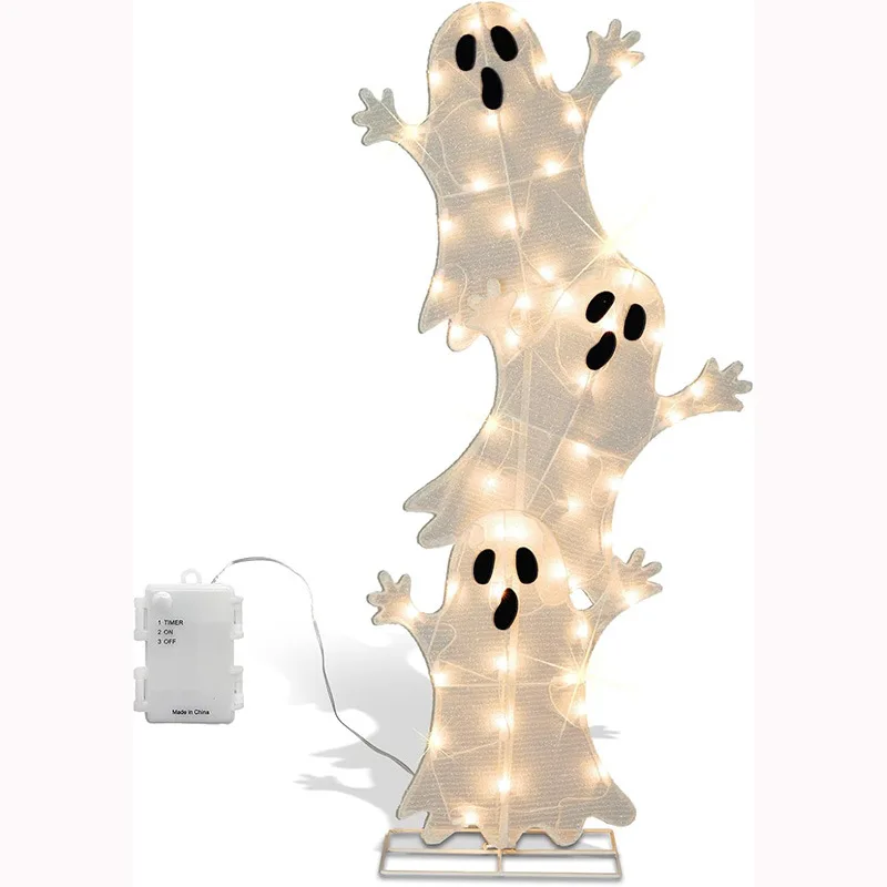 

Suitable for Cross-border Creative Outdoor Lawn Garden Halloween Yard Floor Plug Metal Horror Pumpkin Head Yard Sign