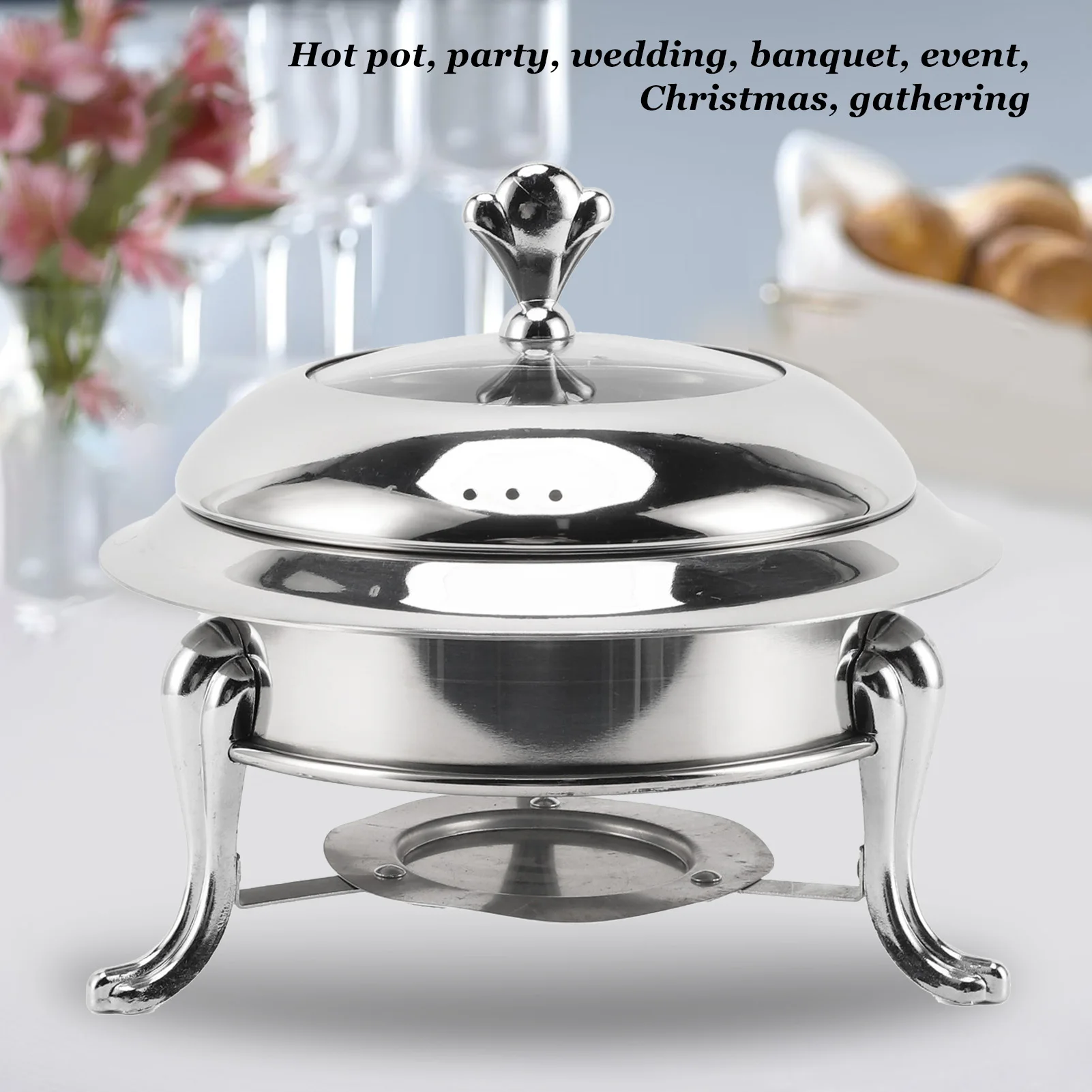 Chafing Dish Buffet Set Stainless Steel Anti Tilt Multiple Uses Alcohol Fuel Heating Catering Serve Chafer with Lid for Wedding