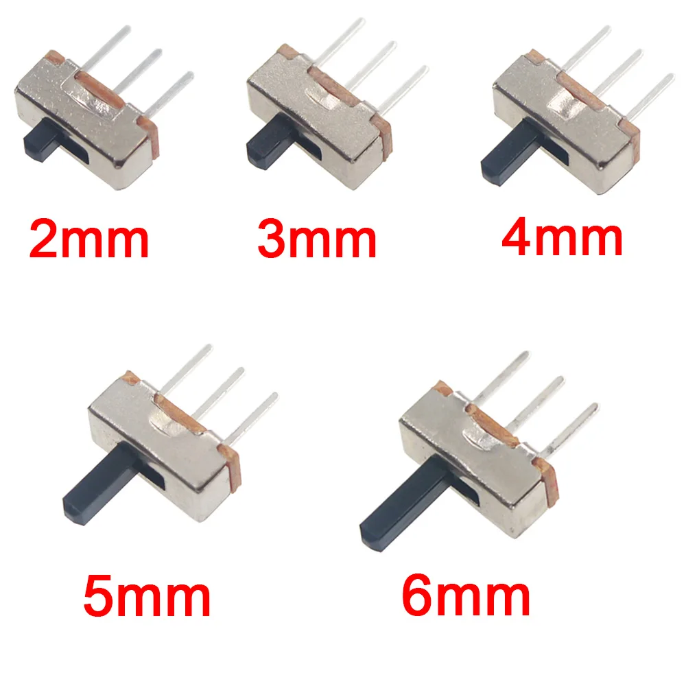 20Pcs SS12D00 Interruptor on-off mini Slide Switch 3pin 1P2T 2 Position High quality toggle switch Handle length:3MM/4MM/5MM/6MM