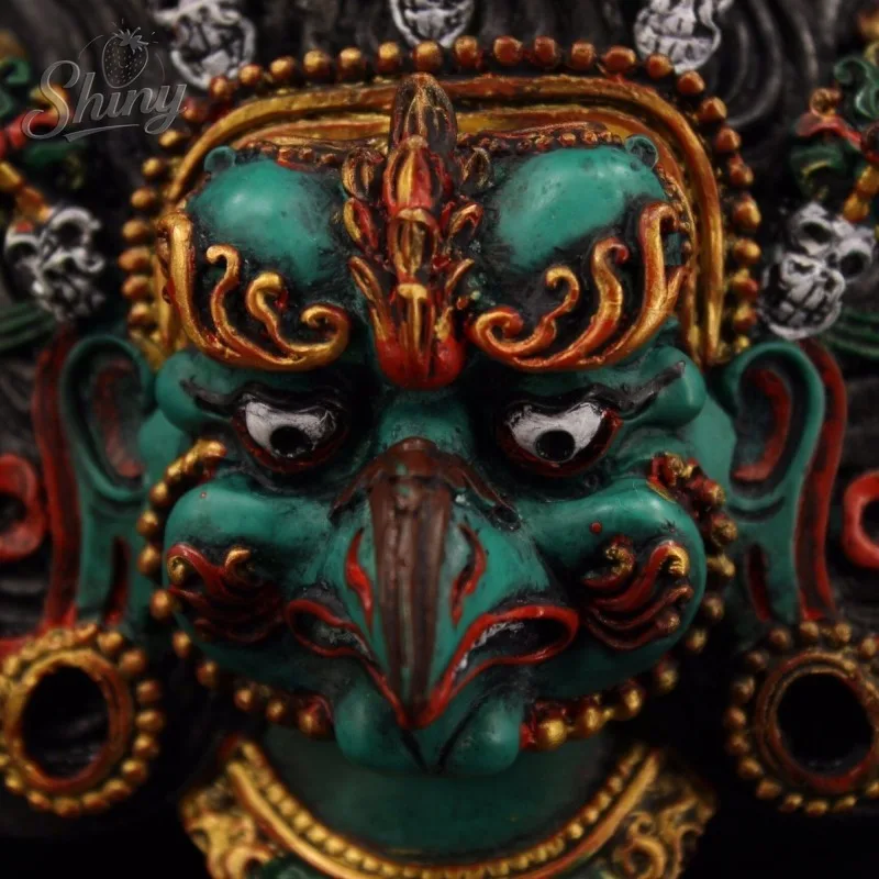 Nepal Handmade Colored Drawing Gold Eagle Lacquerware Hung Statue for Guard  House Exorcise Evil Spirit Feng Shui Decorations