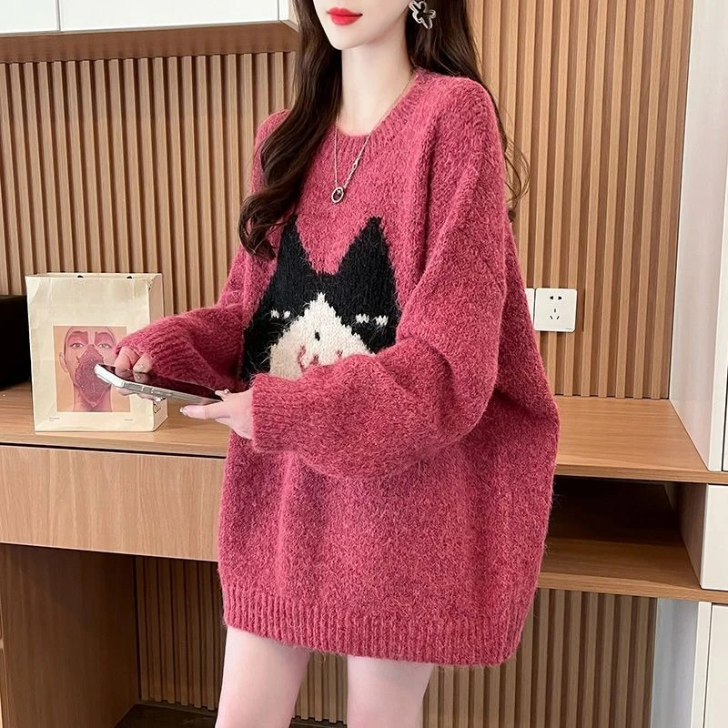 

Lazy Style Women's Knit Sweater Harajuku Fall Basic Clothes Cheap Top Warm Light on Promotion Smooth Y2k Loose Ladies Pullovers