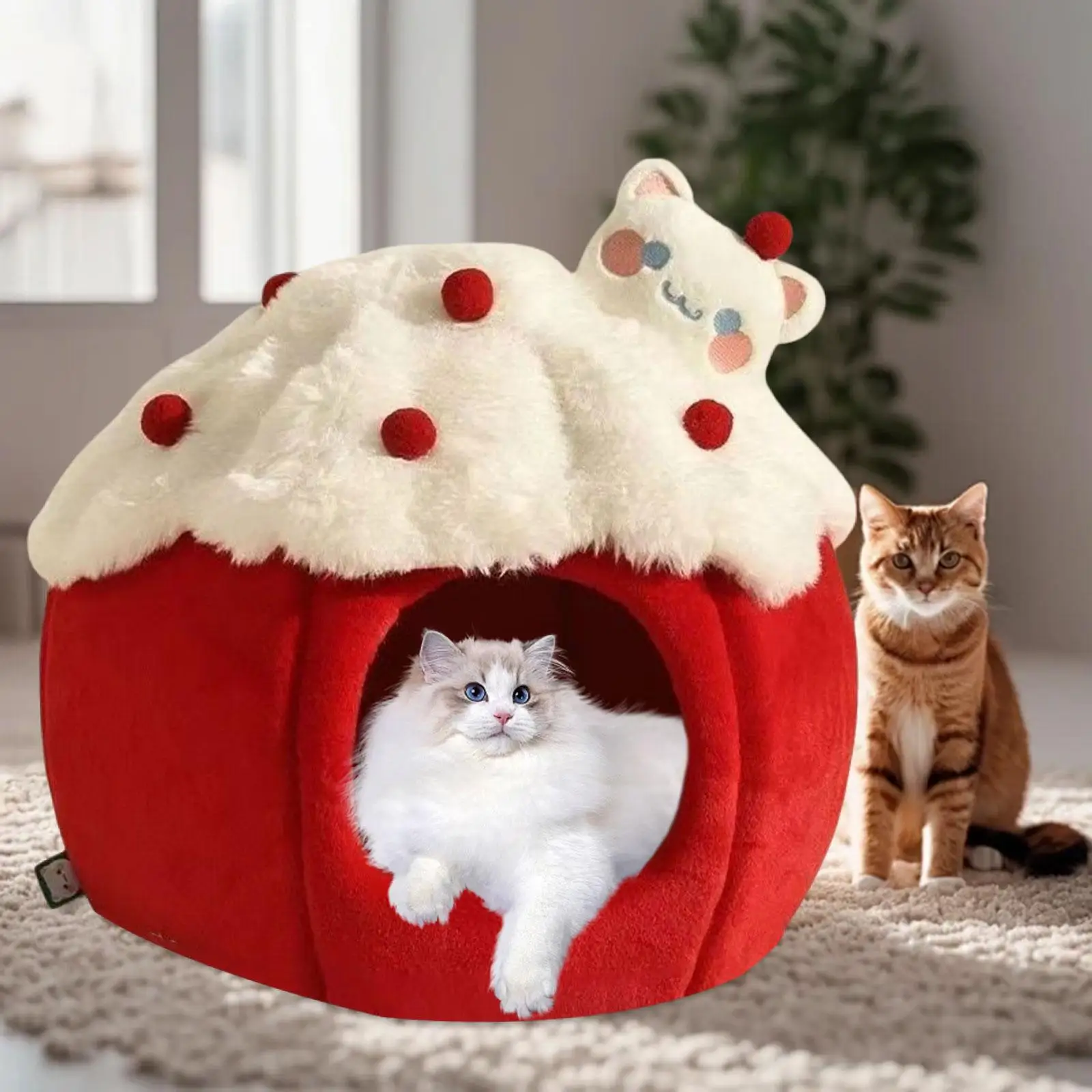 

Комфортная теплая лежанка-пещера для кошек с утолщенной подушкой, компактное гнездо для котят, спальное место для домашних животных