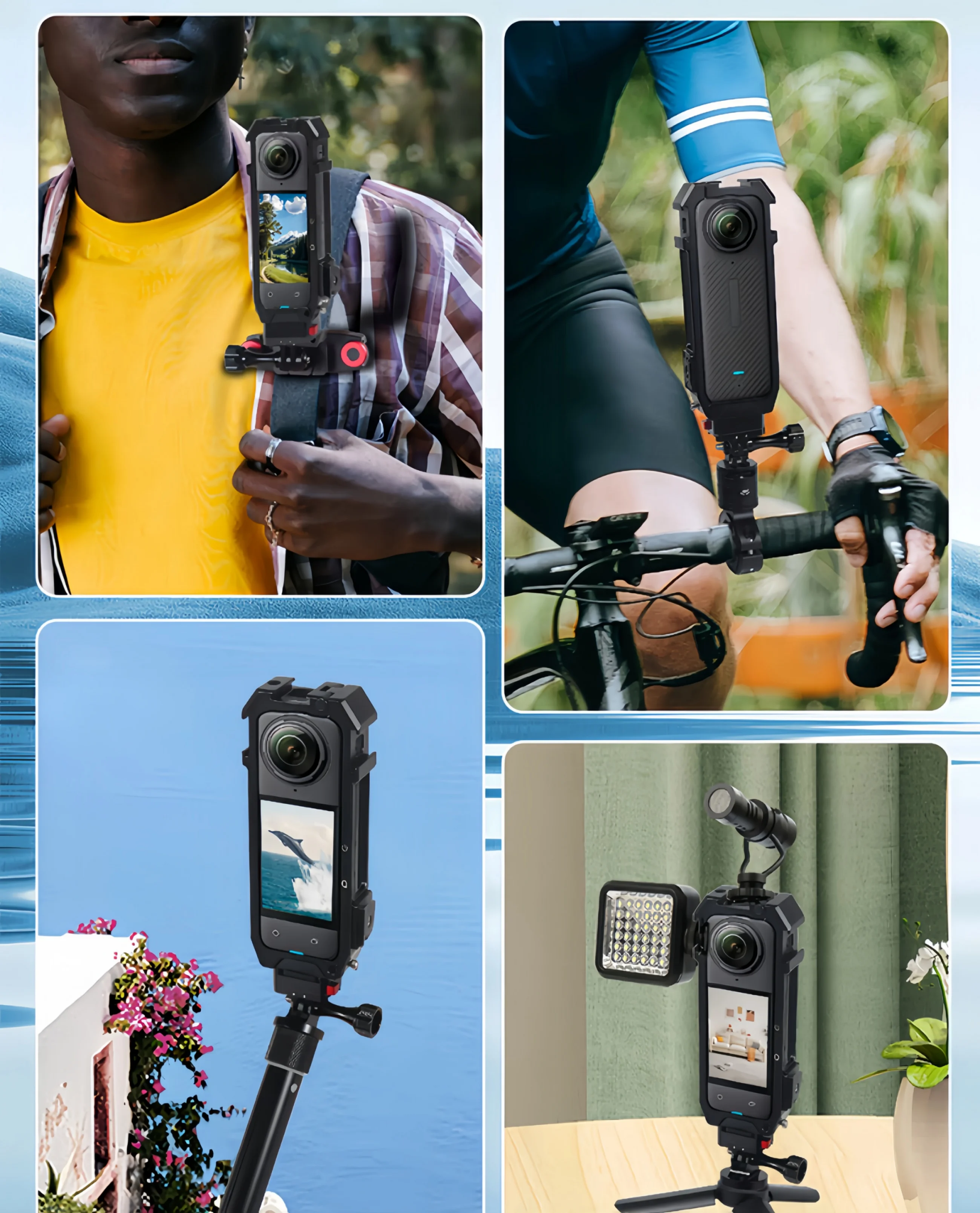 مثبت قفص الكاميرا سريع التحرير لإطار الحماية من الألومنيوم لتوسيع insta360 X3 VLOG