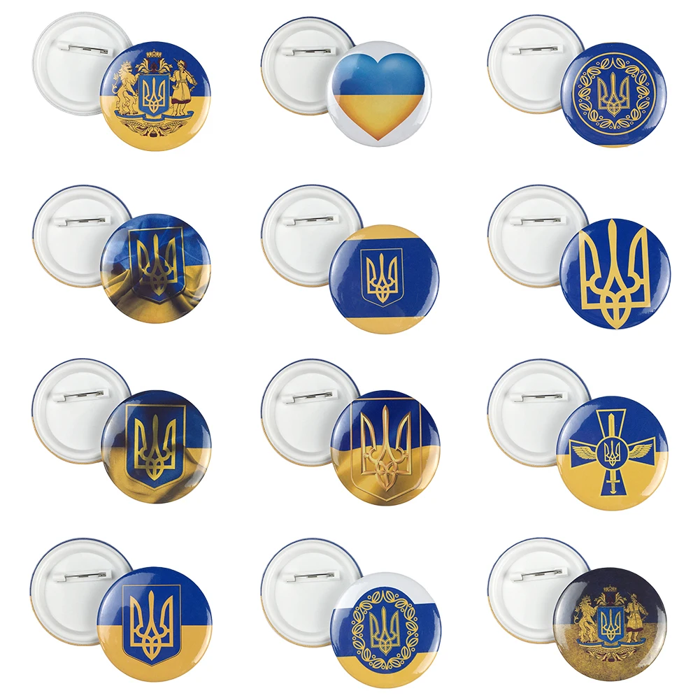 Ukraine Ukrainian Map Flag Symbol Round 12 Styles Clothes Pins