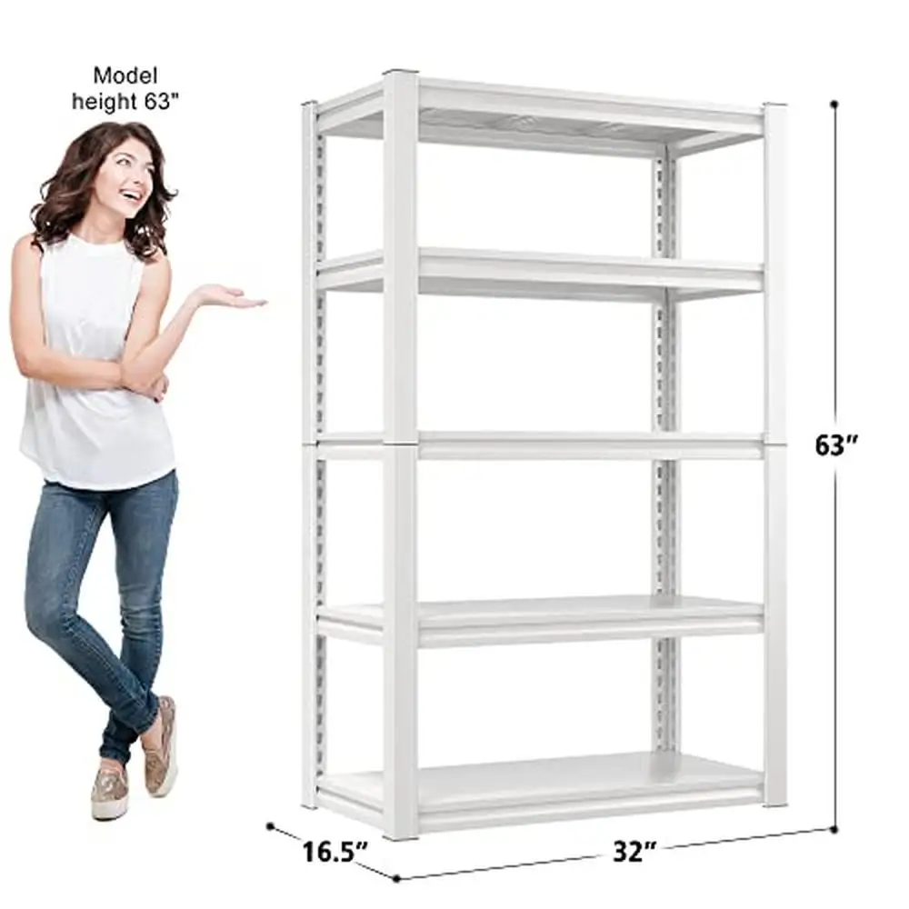 Garage Shelving 5-Tier Heavy Duty Metal Storage Shelves 2010LBS Max Load Adjustable Rust Proof White Unit Commercial Use