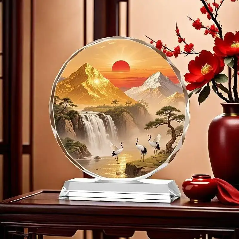 Chinese Element Zodiac Mascot Totem Artificial Crystal Craft Ornament for Home Office Desktop Decoration Housewarming Gift