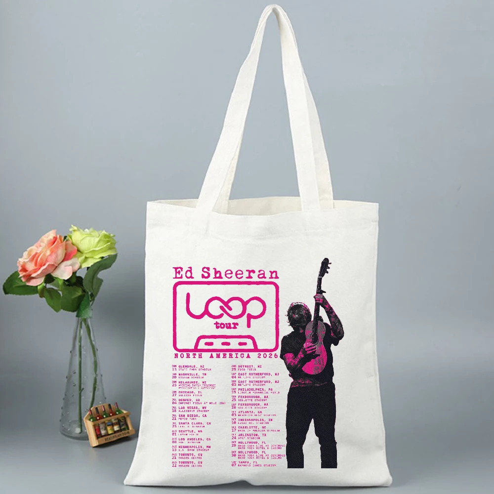 Ed Sheeran Play Is Now Loop Tour 2026 Bolso de lona Compras Y2k Bolso de compras Bolso de compras para regalo de seguidores
