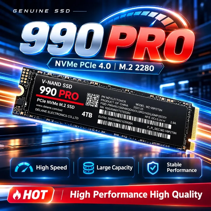New 990 PRO NVMe M.2 2280 PCIe Gen4 SSD 512GB‑4TB, 7450MB/s Read Speed SSD, Ideal for DIY Desktop & High‑Performance Notebook