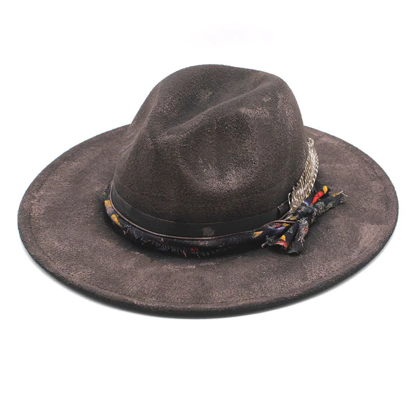 

Vintage Style Women's Wide-Brimmed Fedora Hat Cotton-Polyester Spot Pattern Dress Hat (56-59cm) Perfect All-Season Accessory