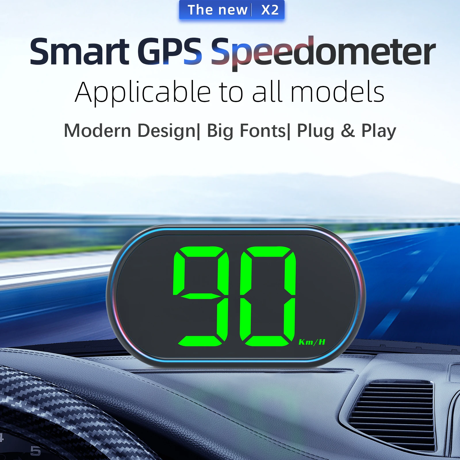 AD Digital GPS Speedometer KMH Head Up Display X1/X2/X3 For HUD LCD Display Speed Meter For All Cars Plug and Play Customized