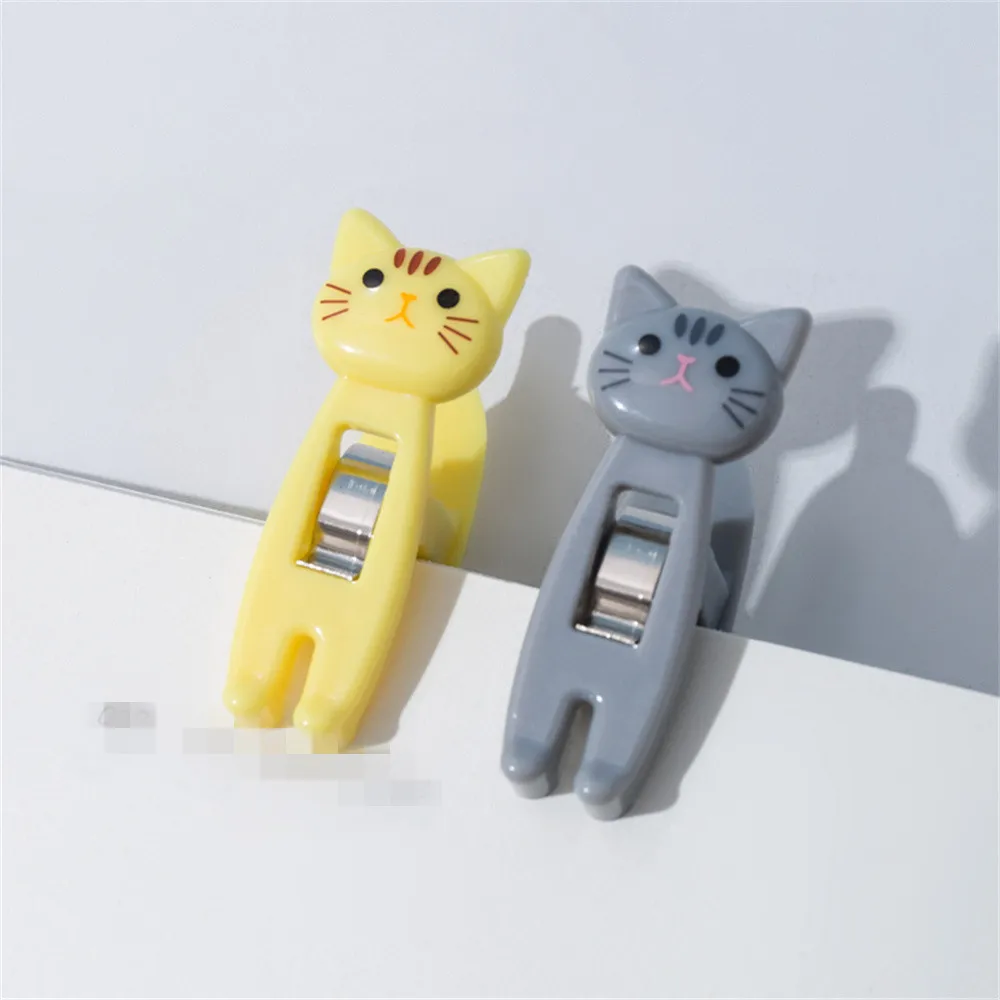 6 Cartoon Cat Shaped Plastic Clips, Bookmarks, Binders, Snacks, Sealing Clips, Drying Clips, Clothes, Socks, Fixing Clips
