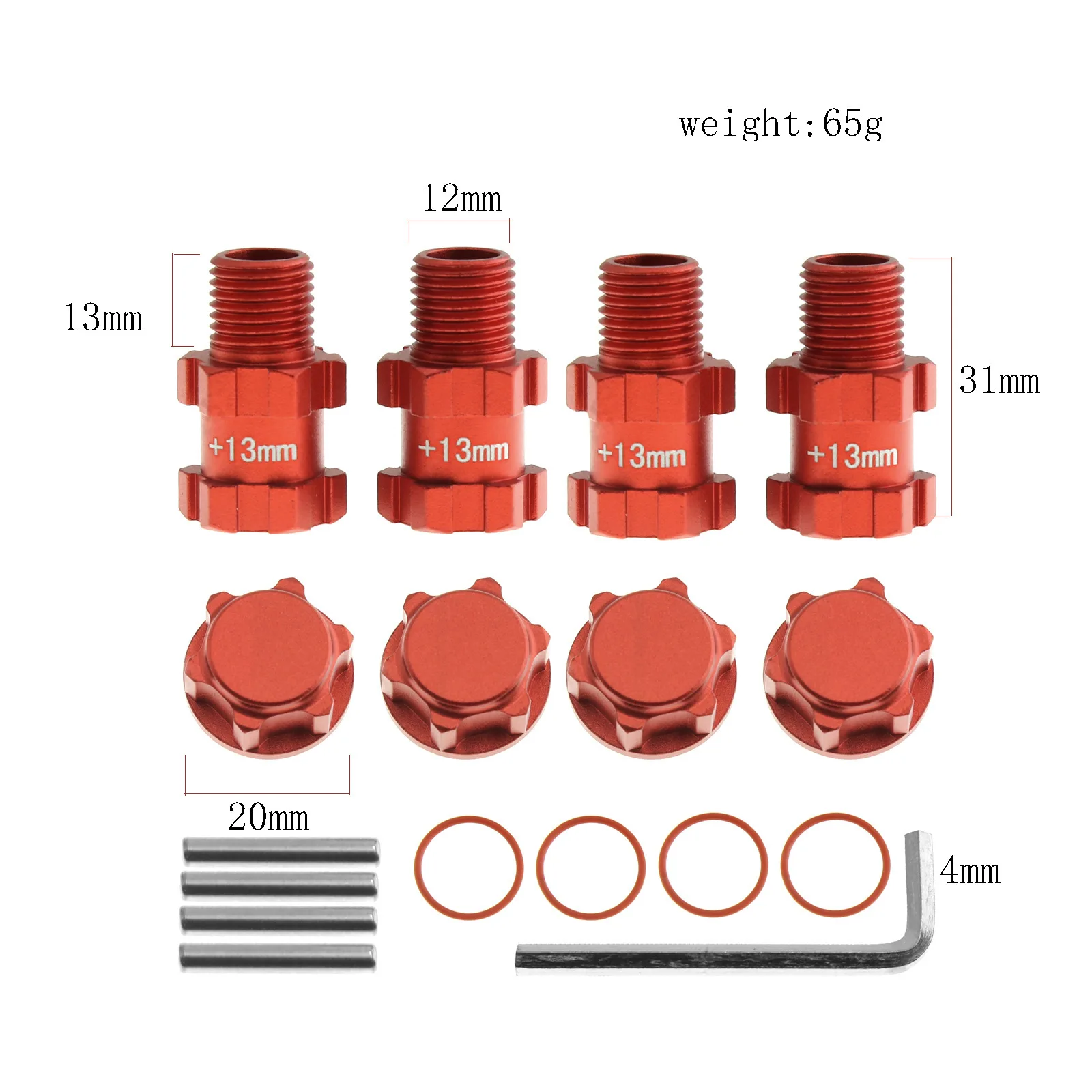 4 قطعة RC سيارة محور عجلات محول مجموعة 1/10 مقياس 14 مللي متر إلى 17 مللي متر توسيع 13 مللي متر تمديد المقرنة ل Arrma 3S الجرانيت ميجا سنتون #6