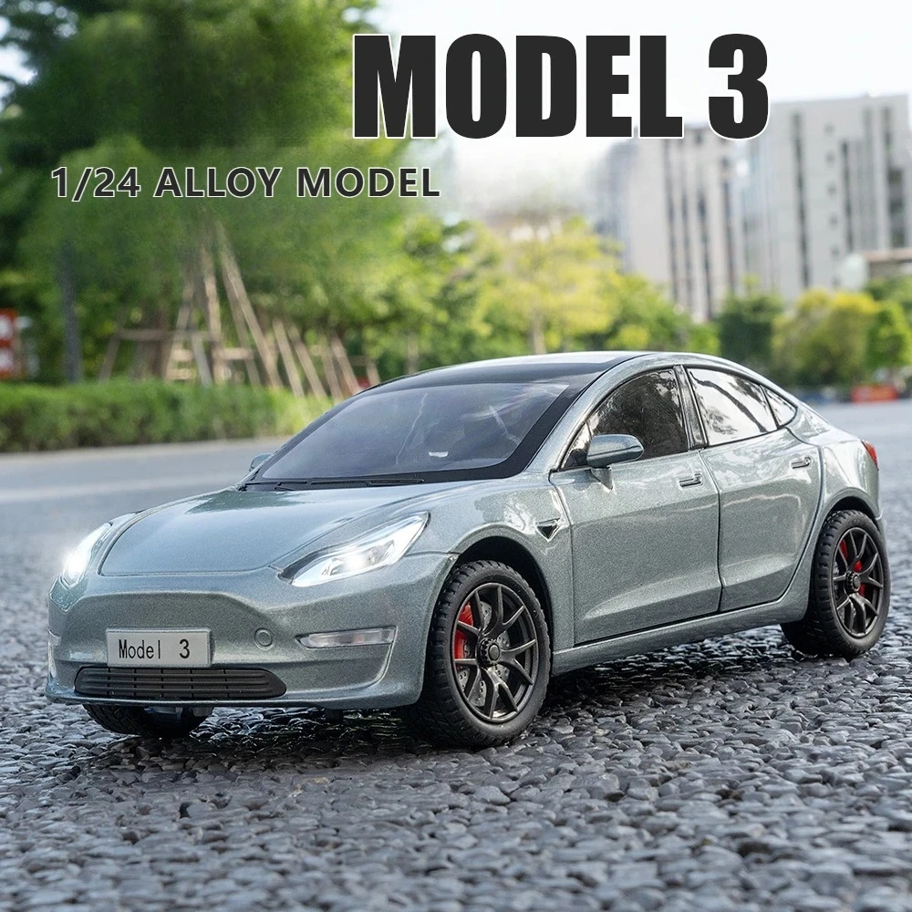

1:24 Model 3 High Simulation Diecast Metal Alloy Model car Sound Light Pull Back Collection Kids Toy Gifts