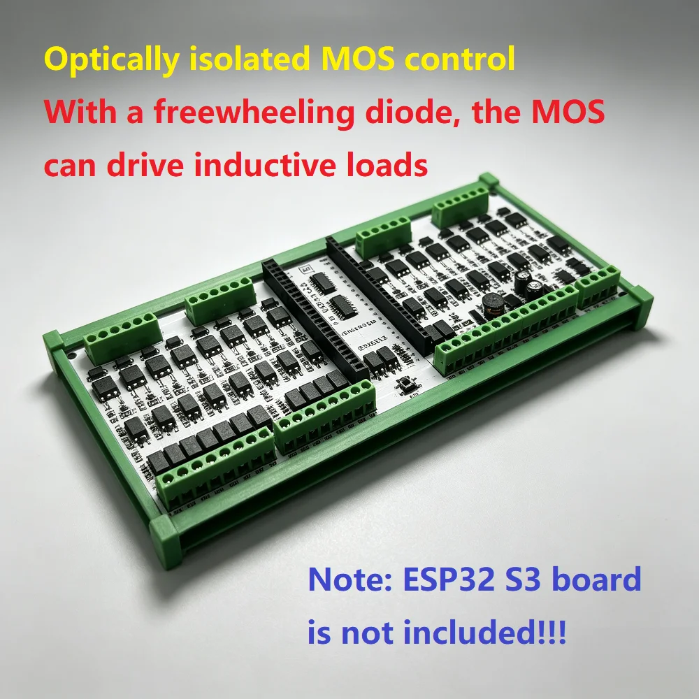 Wi Fi BLE ESP32-S3 16DI-16DO expansion board RS485 3A MOS PWM digital analog output solid-state relay module Arduino compatible