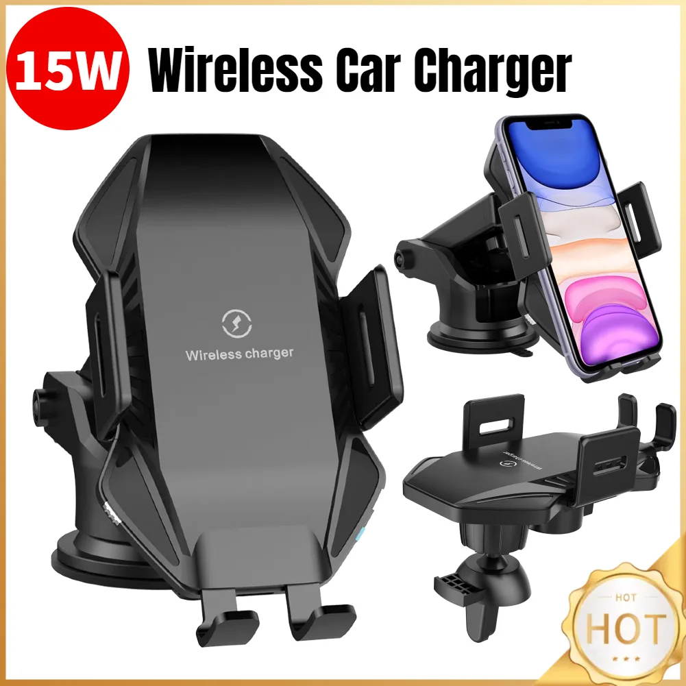 

15W Fast Charging Car Wireless Charger Dashboard Air Vent Phone Charging Holder 360 Rotation for iPhone 15 14 Samsung Galaxy S23