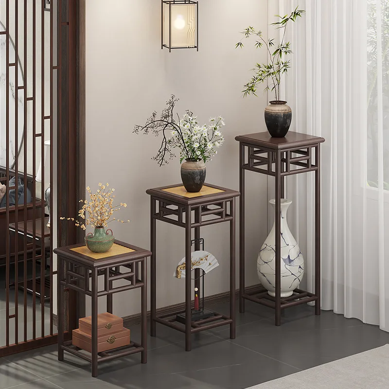 Flower shelf Balcony Floor-to-ceiling living room New Chinese-style flower stand Entrance ornament rack Shelf Bonsai rack