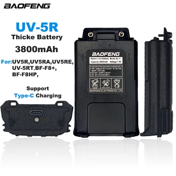 BL-5 BAOFENG 워키토키 UV-5R 시리즈 Thicke 배터리 UV-5RT BF-F8HP BF-F8+ UV5R 리튬 이온 배터리 3800mAh 지원 유형-C 충전