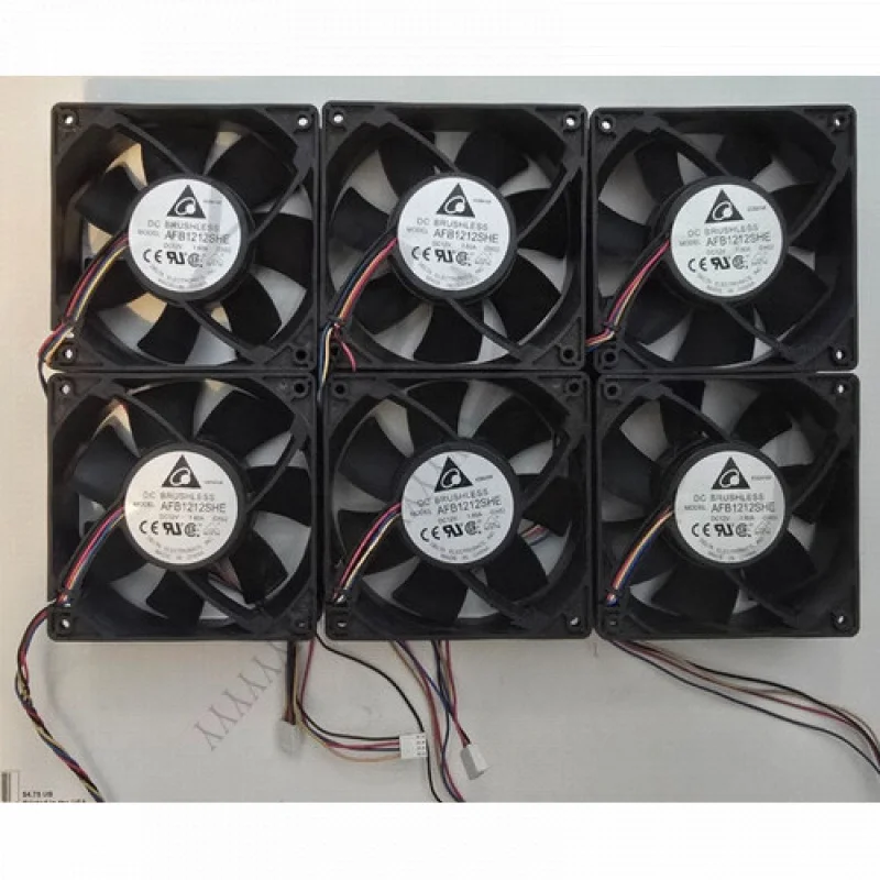 

for (Lot of 6) Delta DC Brushless Fan Motor AFB1212SHE 120mm x 38mm PWM Server Fan