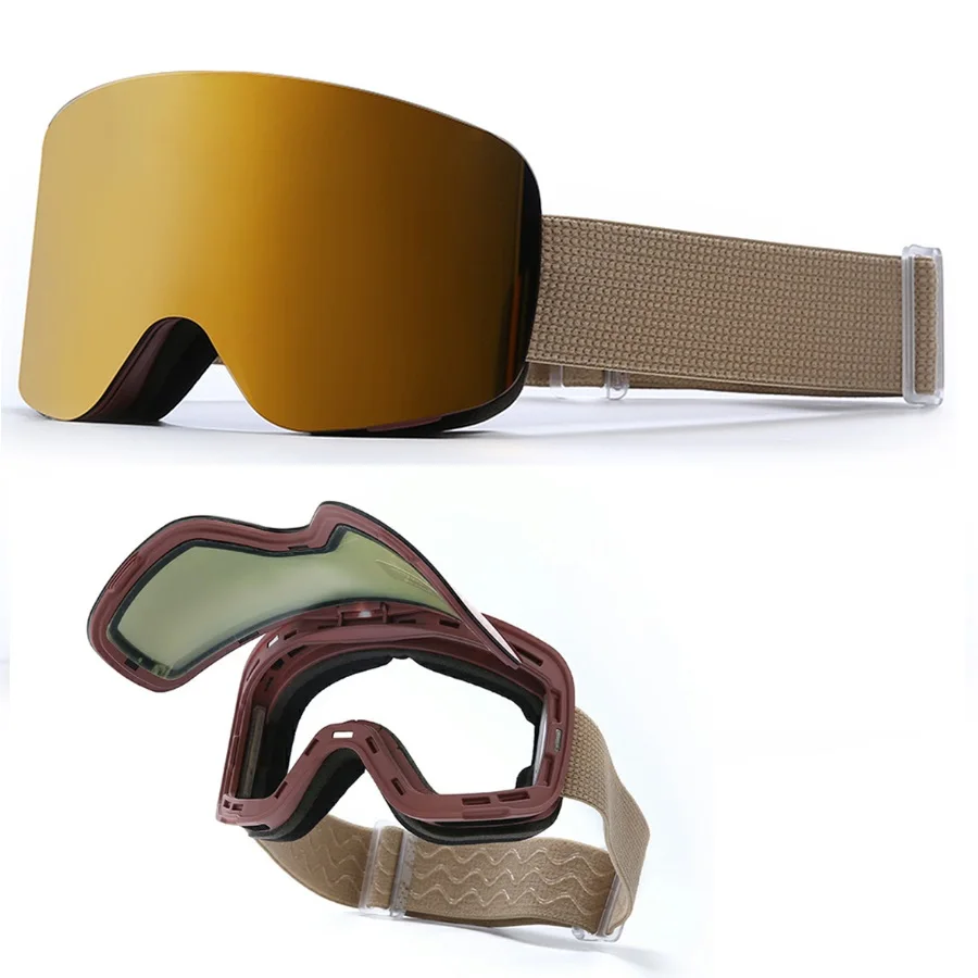 Frameless Flip-Up Ski Goggles Snowboard Anti Fog UV Protection Goggle for Men Women