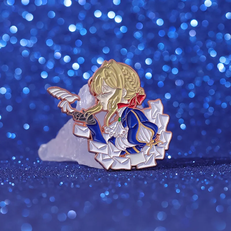 Advance Violet Evergarden Cartoon Character Brooch Guard Innovative Beautiful Blonde Girl Personality Metal Badge Jewelry