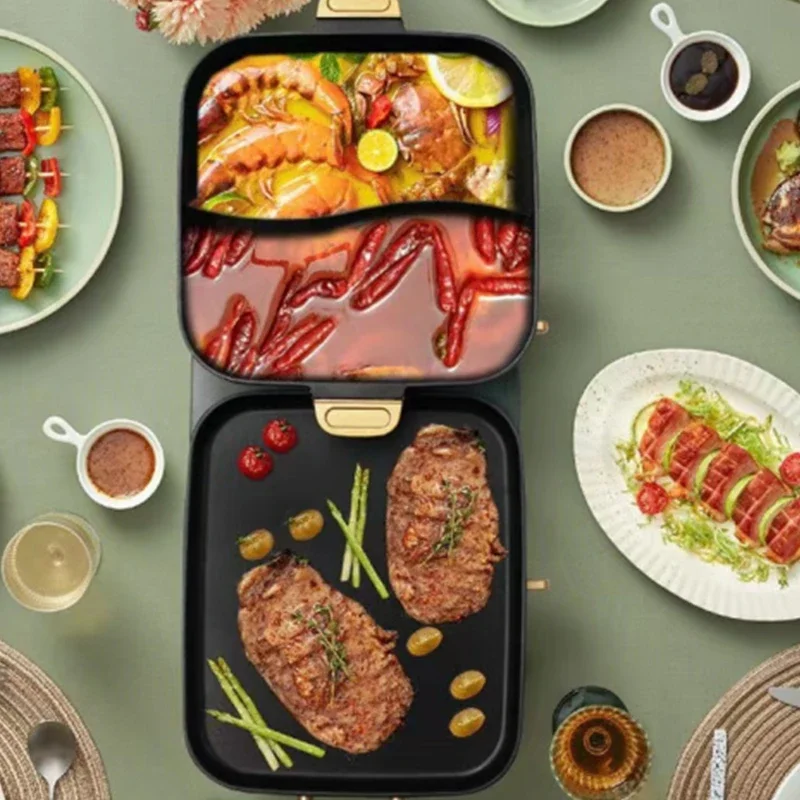 Multifunctional electric grill pan, household barbecue grill, fish grill, skewer machine, barbecue oven, barbecue pot