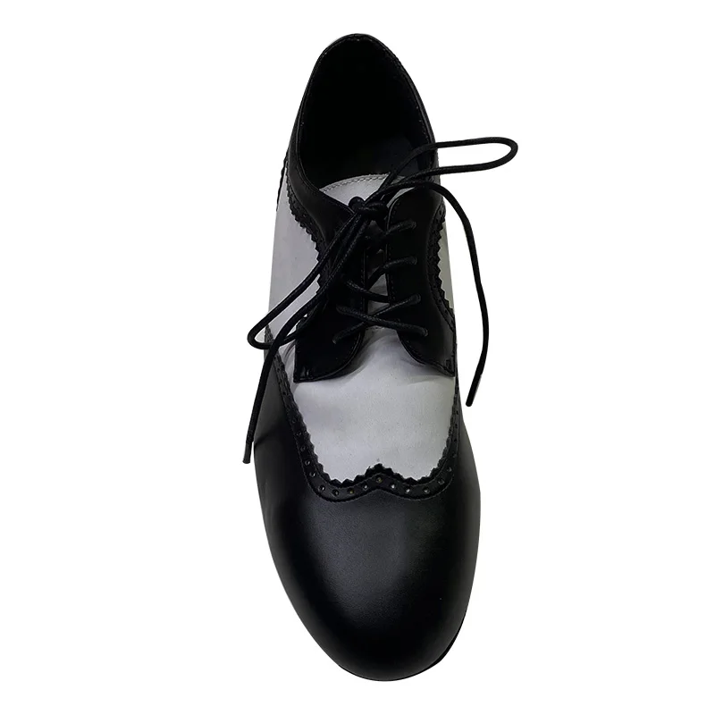 Wedopus Customized Heel Standard Dance Man Shoes Leather White and Leather Men's Line Dance Shoes Suede Sole