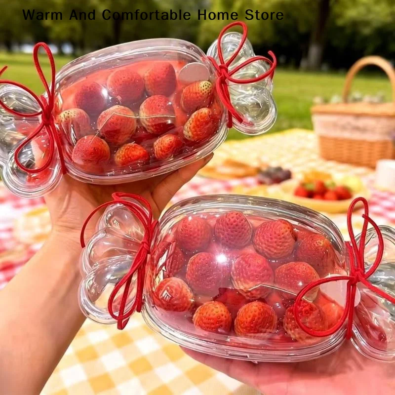 【W】5Pcs Cute Candy Shaped Clear Plastic Storage Box Airtight Lid Free DIY Stickers For Snack Packing Kids Party Favors