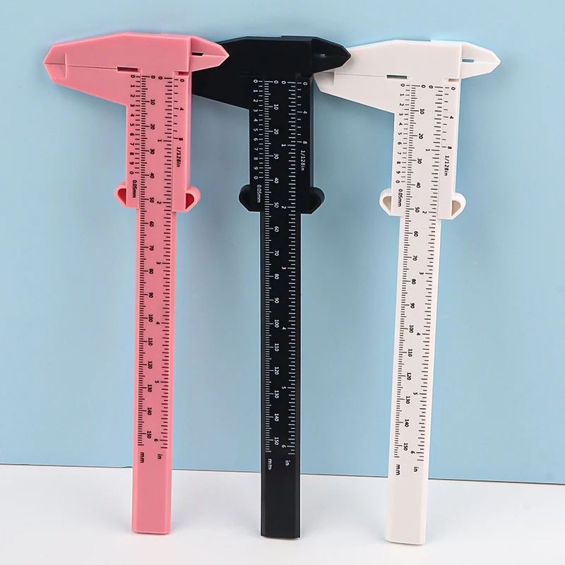 80/150mm Mini Plastic Vernier Calipers Double Scale Rulers Depth Diameter Measure Dial Gauge Ruler DIY Tool Ruler Inside Meter image 5