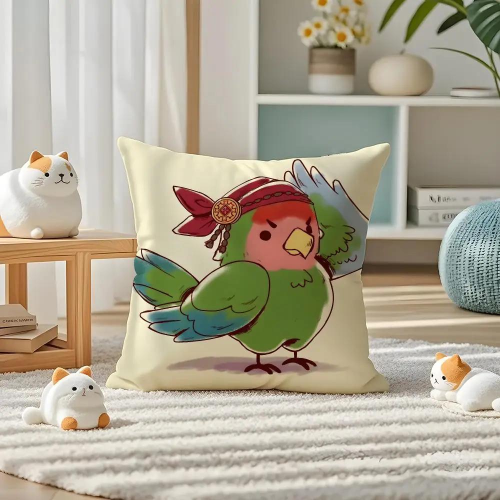 Art Pirate Parrot Cushion Cover Pillow Case Plush Fabric Soft Double Sided Print Home Sofa High Quality Cushion