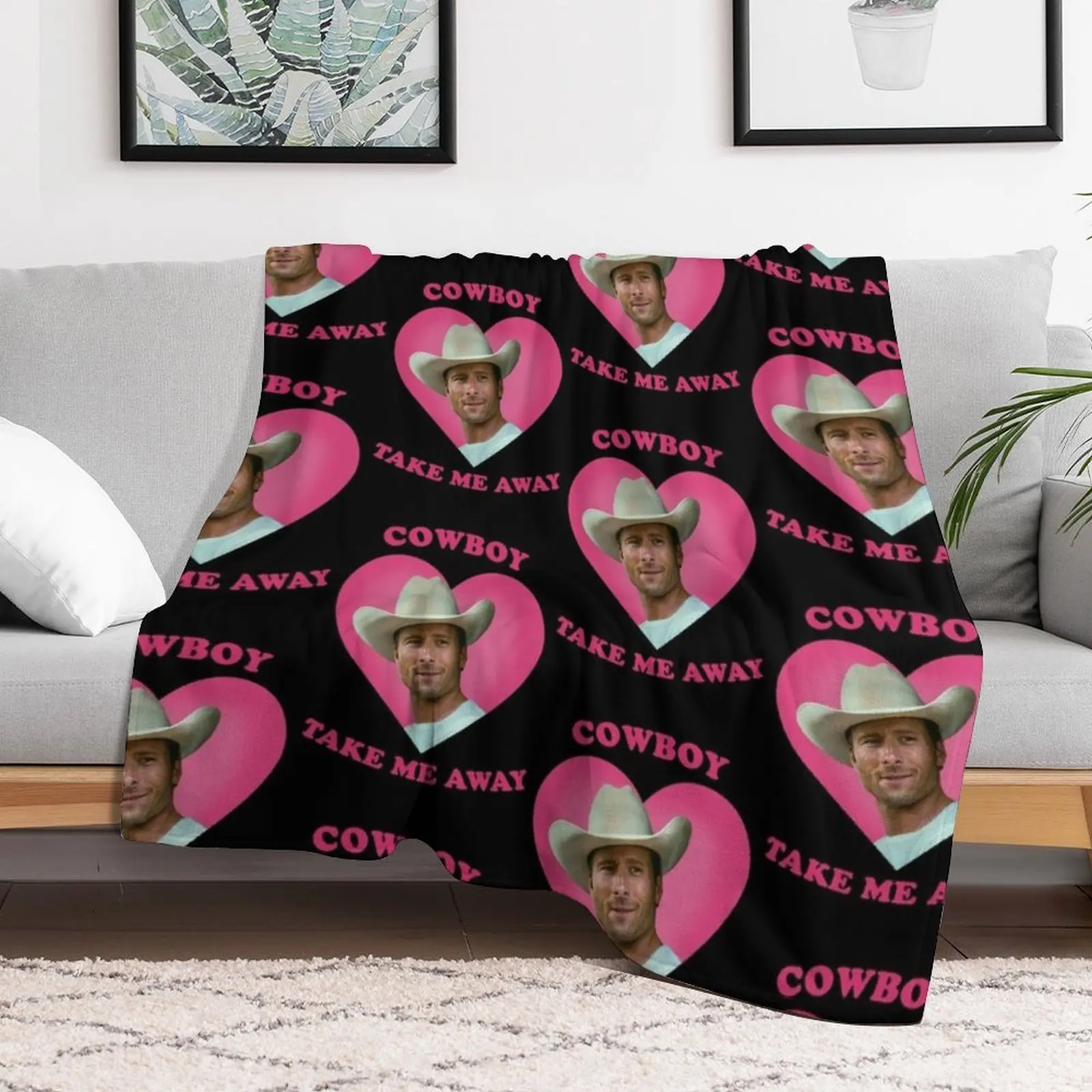 Glen Powell Cowboy Take Me Away Throw Blanket Winter beds Sofa funny gift Blankets