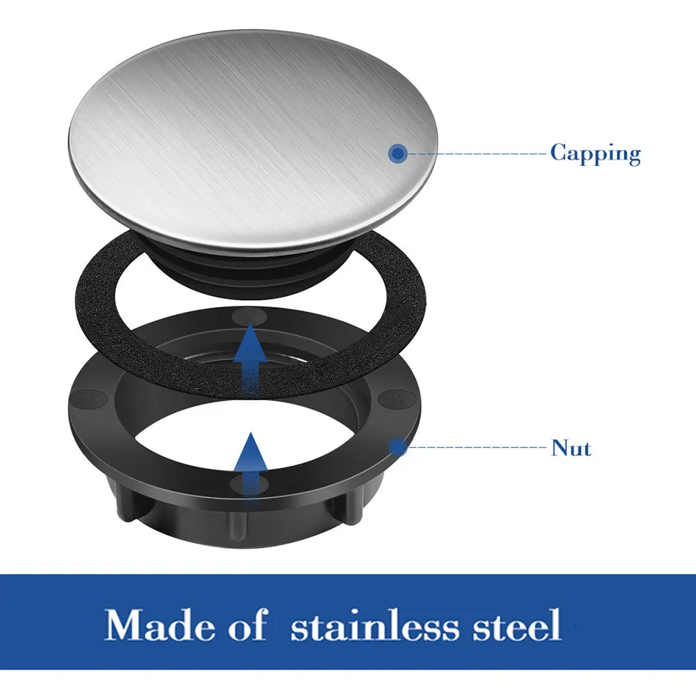 

4pcs Stainless Steel Sink Hole Cover Kitchen Faucet Hole Plug Rustproof Smooth Surface Water Leakage Prevention Accessory For