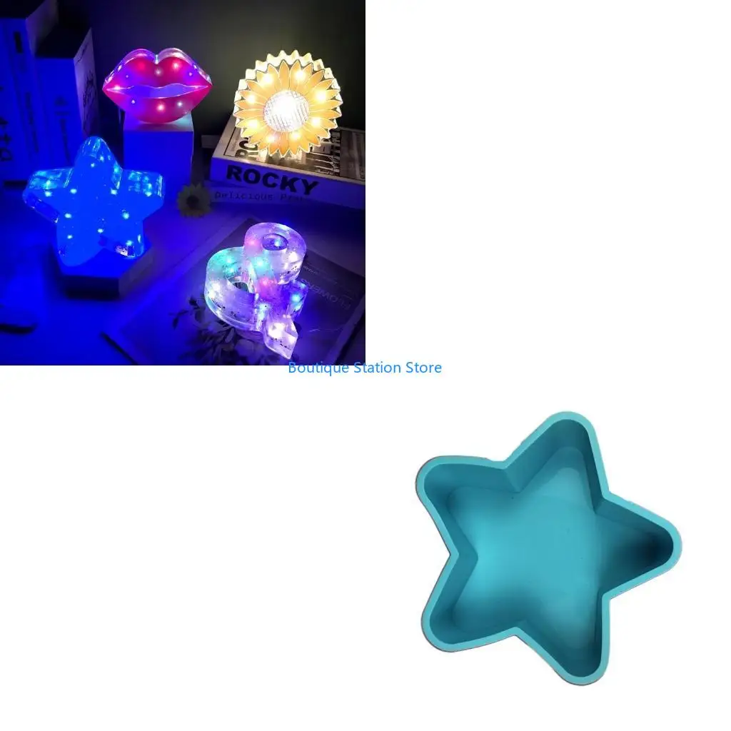 

Y55F Lips Stars for Sun Night Light UV Crystal Epoxy Mold Handmade Lamp Ornaments Silicone Mould DIY Crafts Home Casting