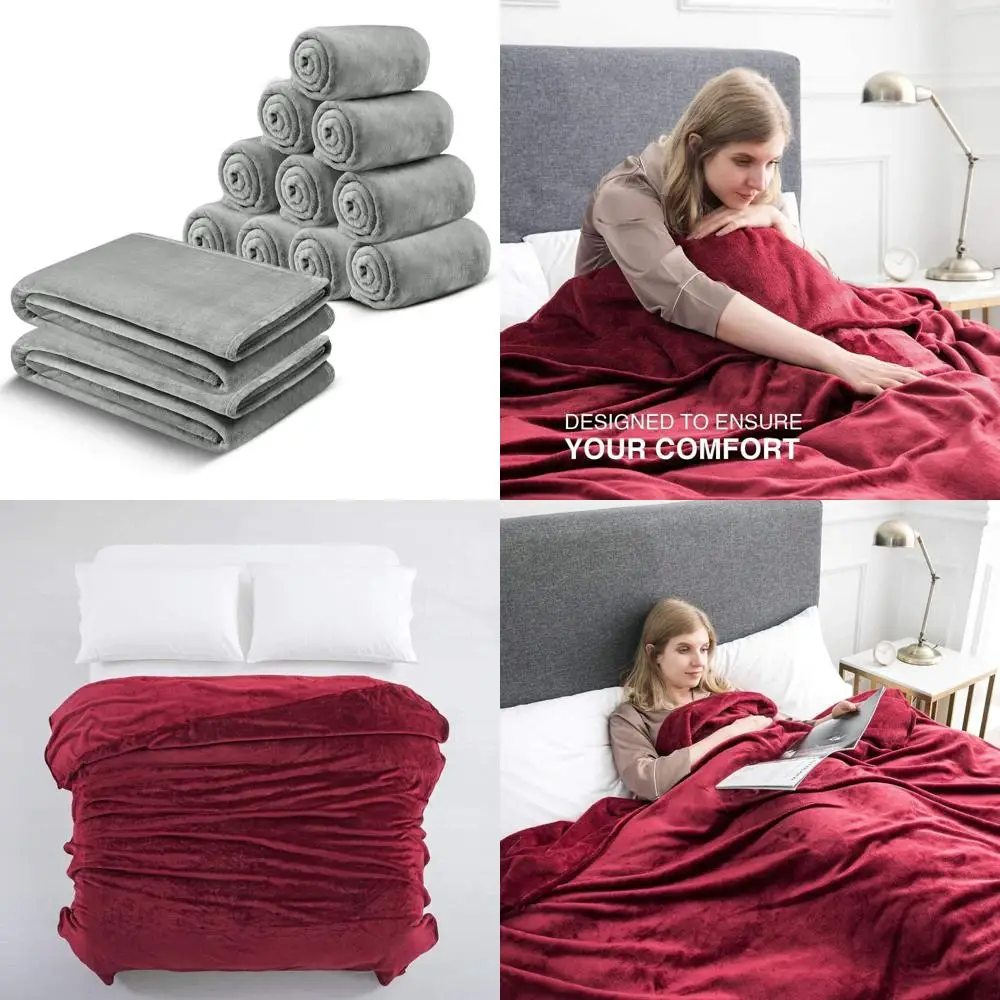 

Luxury Lightweight Fleece Blankets - 12 Pack Twin Size Soft Throw Blankets for Couch, Sofa, 400 GSM Fluffy Throws