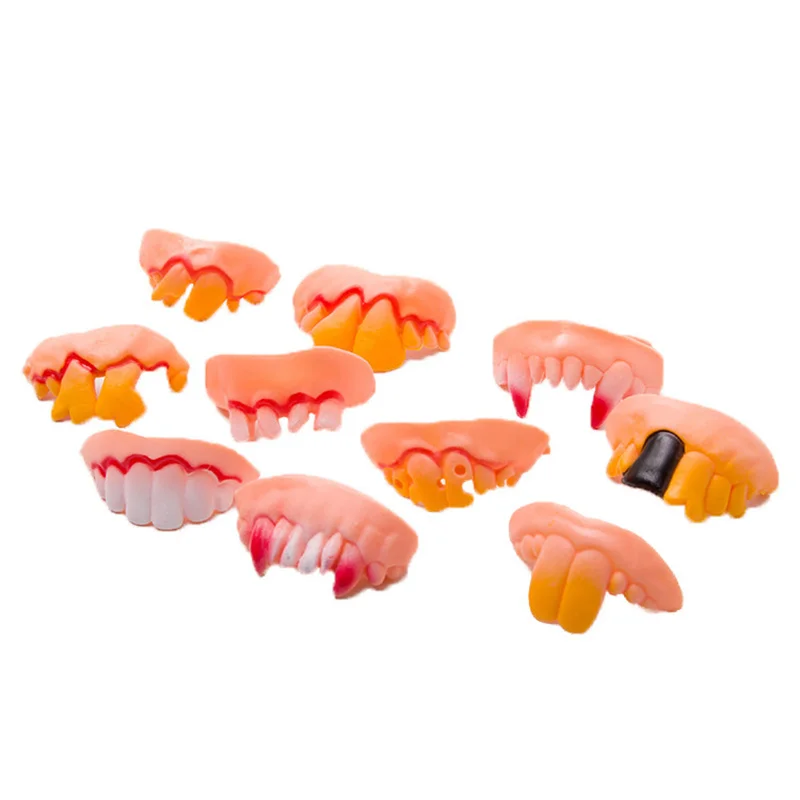 1PC Novelty Funny Halloween Party Tricky Props Zombie Fake Vampire Teeth Dentures Prank Toys Holiday Gift Ghostface Mask Gag