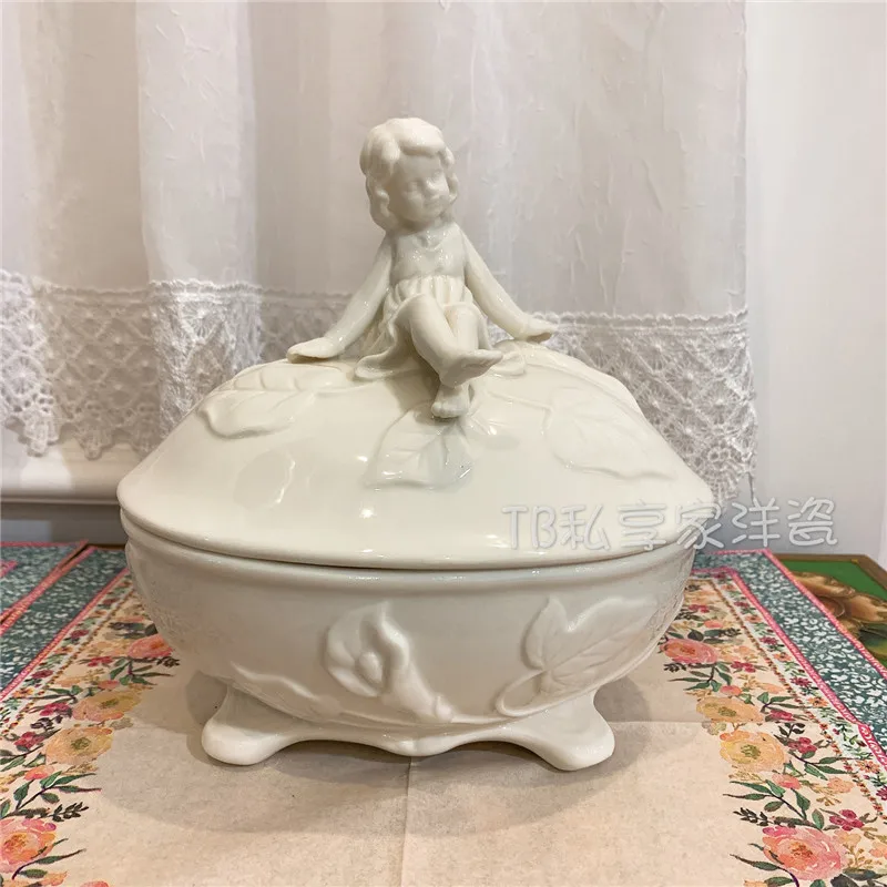 Angel Goods ~ Exported to Europe New Bone China Ceramic Three-Dimensional Relief Storage Jar Sucrier Small Stew Pot Living Room