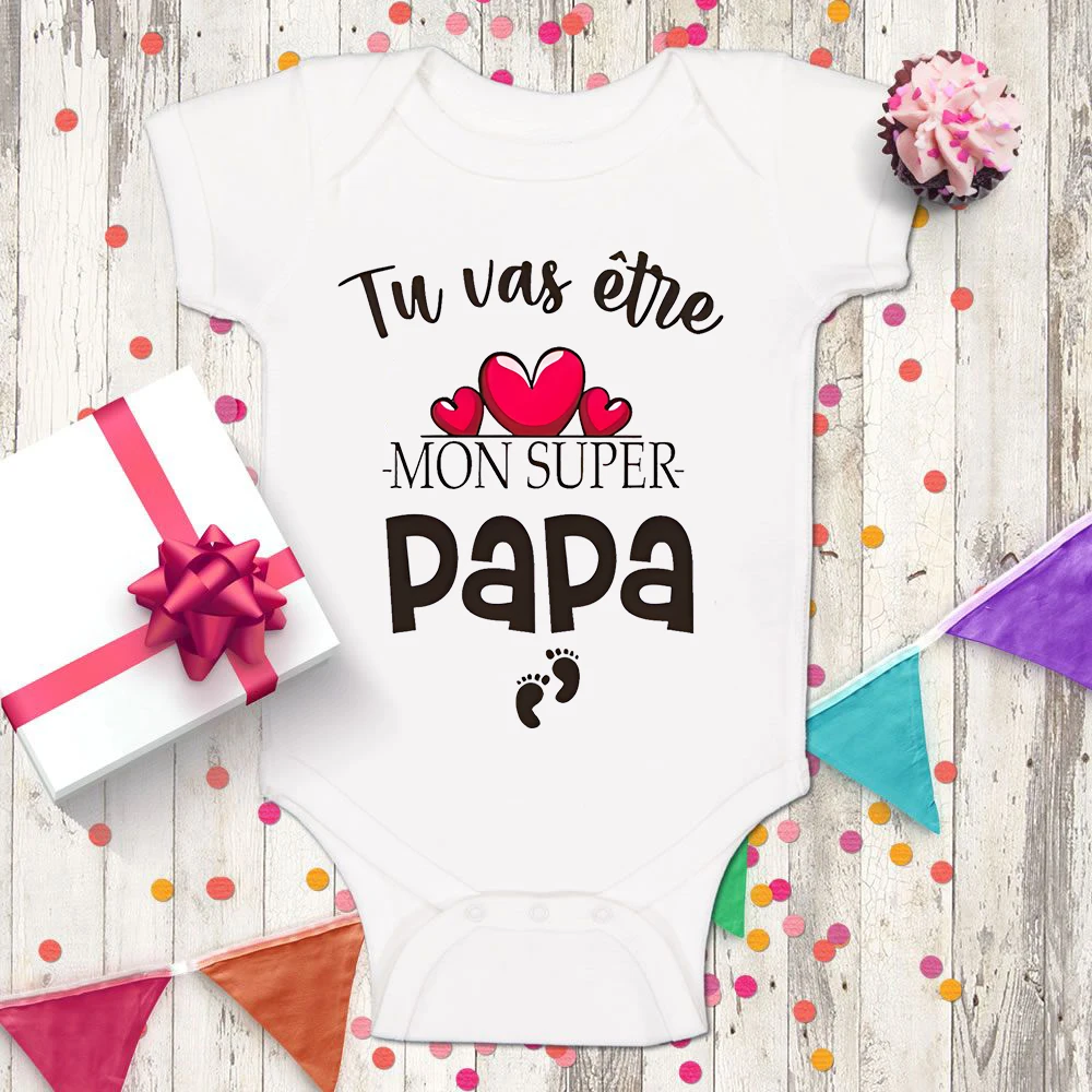 You Are Going To Be A Super Dad Printed Baby Bodysuit Romper Pregnancy Announcement Clothes Infant Short Sleeve Bodysuit Clothes