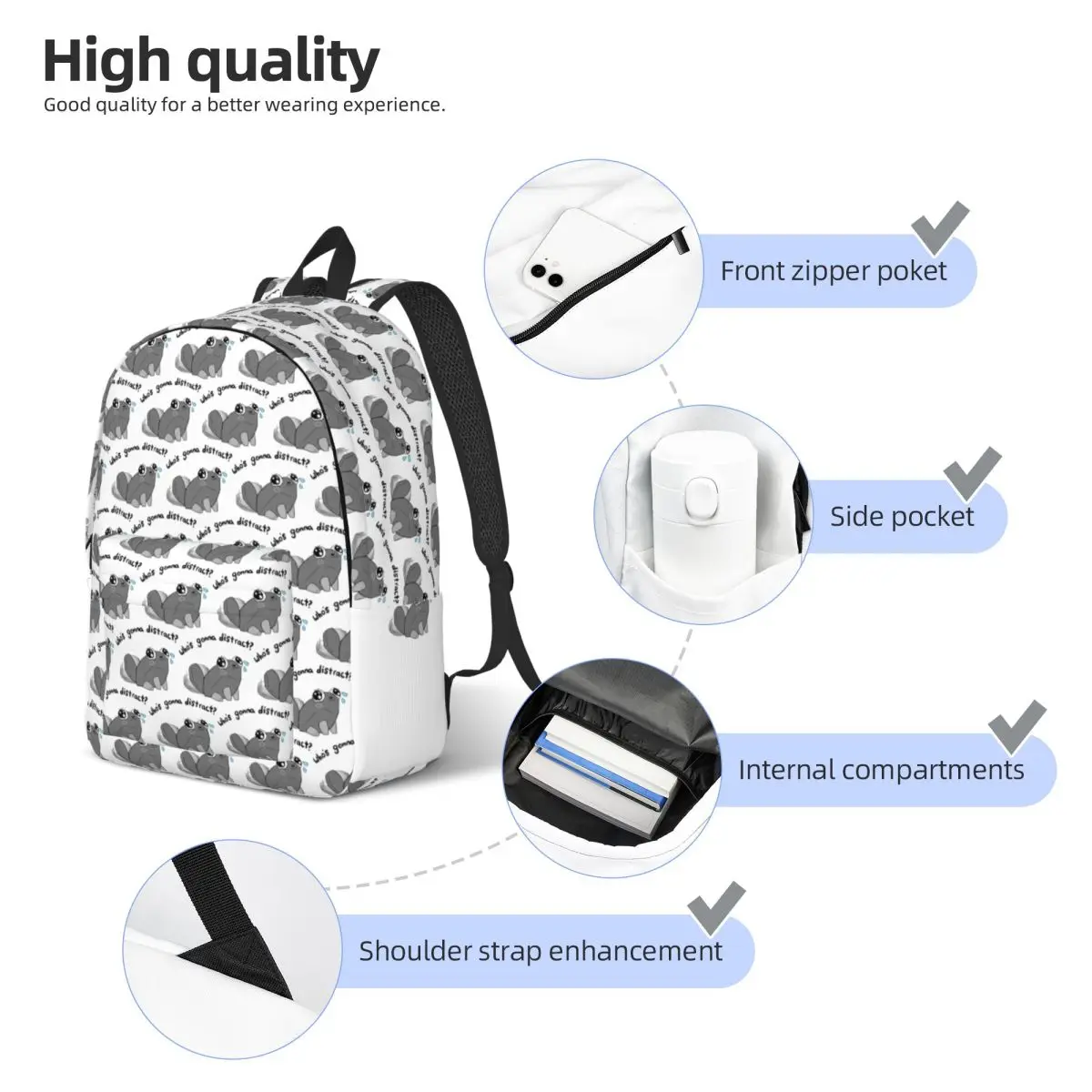 حقيبة الكتب المدرسية للرجال والنساء من سيكون تشتيت الحصى، حقيبة الكتب المدرسية Dandys World Daypack الابتدائية والثانوية خفيفة الوزن #4