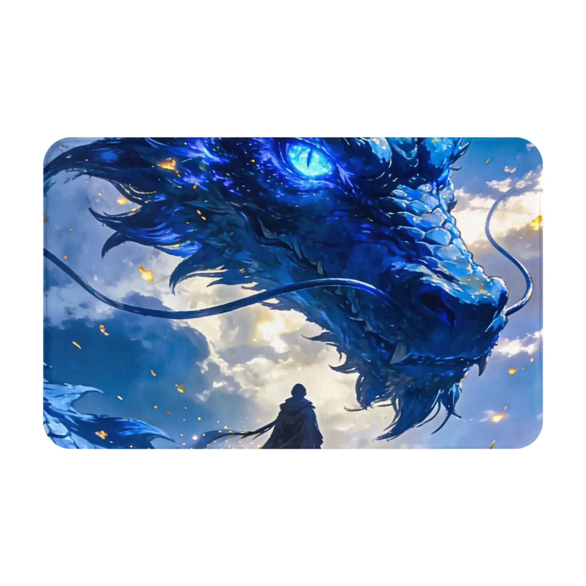 Blue Mountain Summit Dragon Fantasy Art Anti-Slip Doormat Bath Mat  Indoor PatternHomeDecor