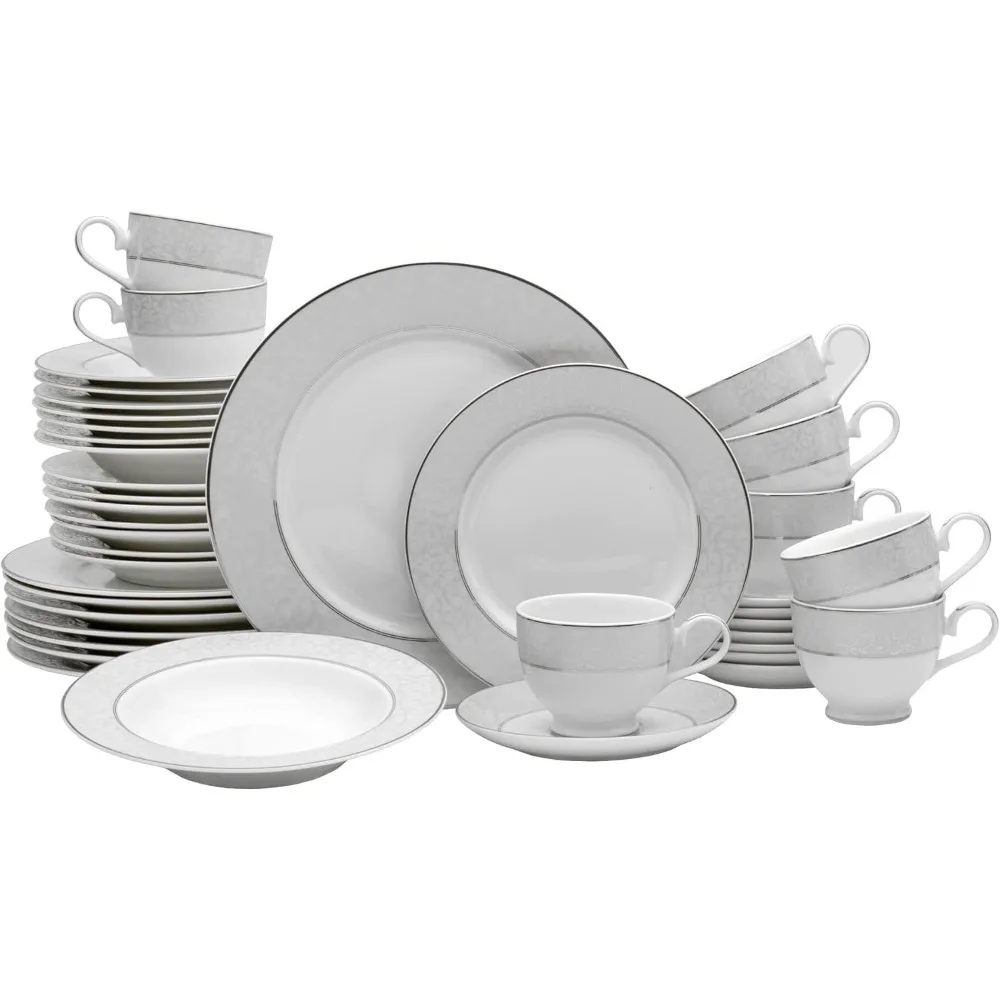 

Classic round porcelain, 40 piece cutlery set, parchment paper