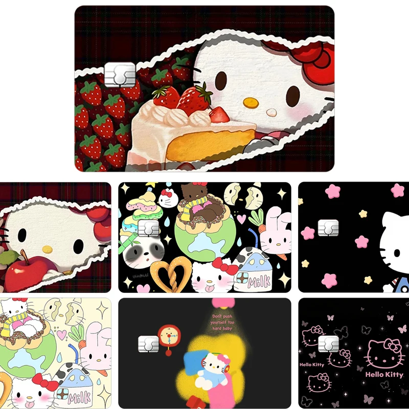 

Hello Kitty Credit Card Skins T-money Documents Patch Student Campus ID Matte Student Exquisite Card Sticker Tags Paster Decals
