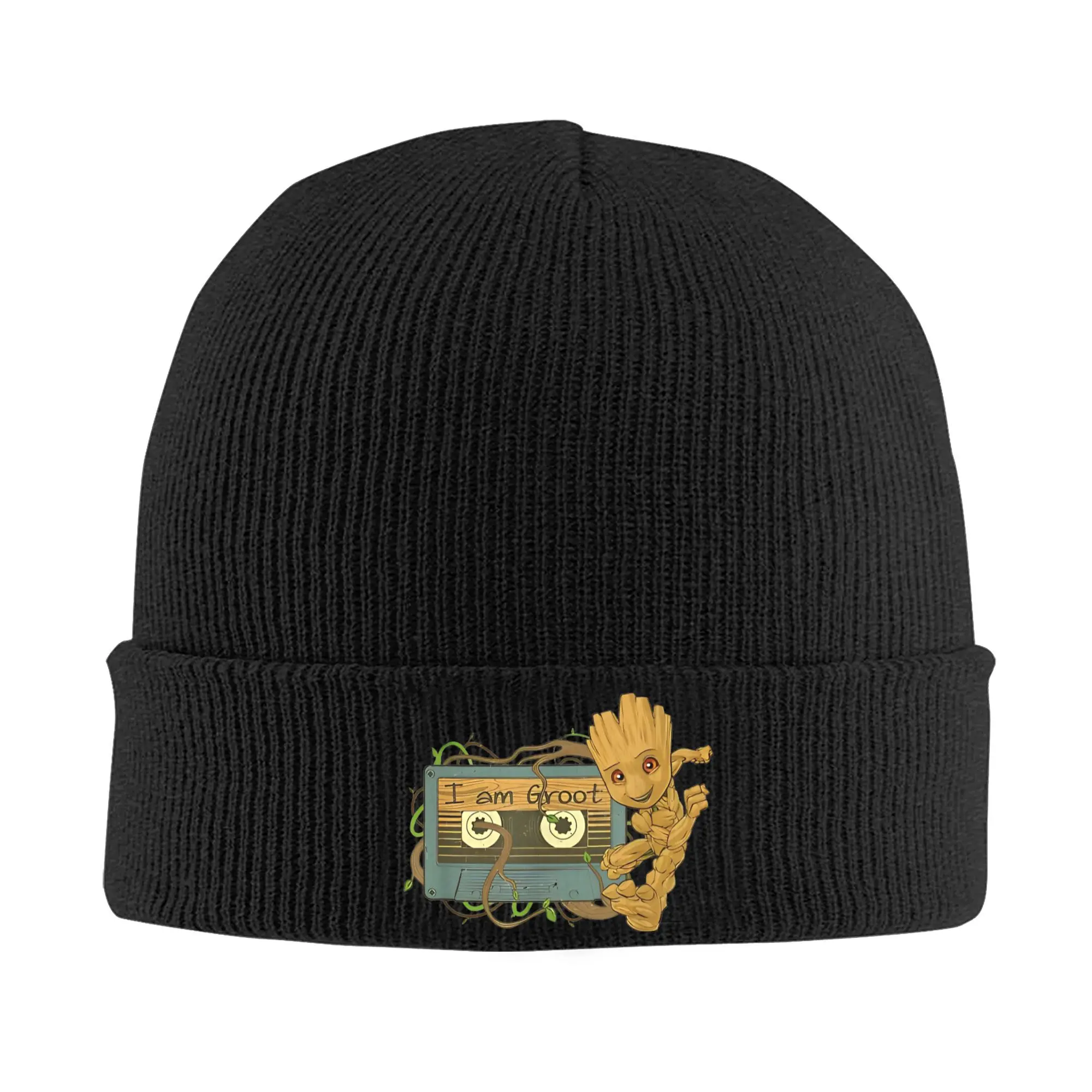 Guardians of the Galaxy I Am Groot Knitted Hat Beanies Autumn Winter Hats Warm Unisex Casual Mixtape Music Cap Men Women  Gifts