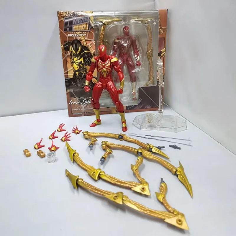 14cm Marvel Kaiyodo Revoltech Amazing Yamaguchi Iron Spider-Man Action Figures Model Doll Collectible Set Toy Decoration Gift