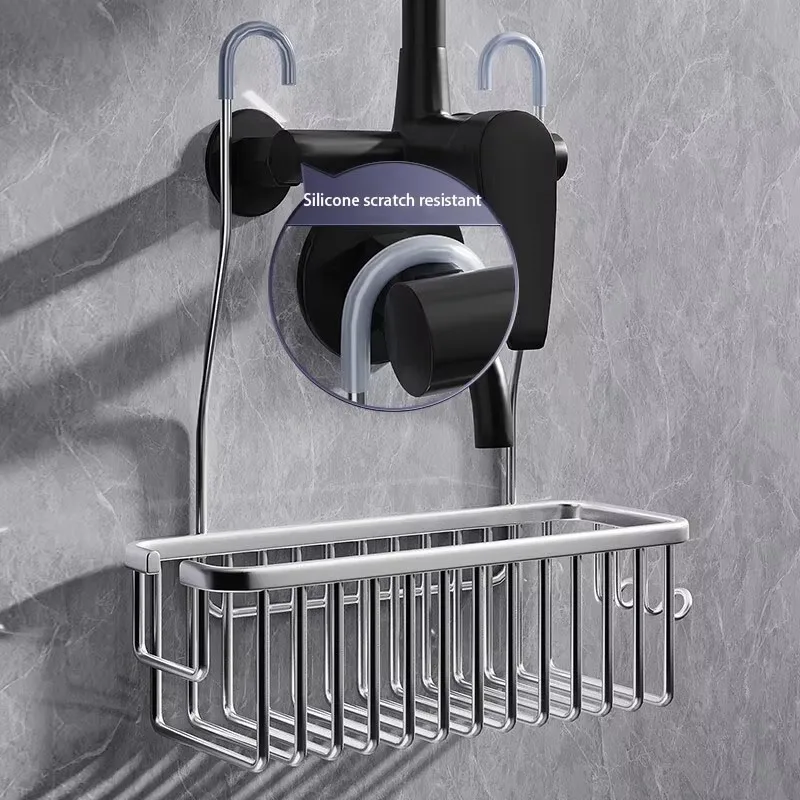 Shower Gel Shampoo Organizer Rack For Washroom Drain Storage Basket Bathroom Hanging Shower Caddy Shelf Wall Mount