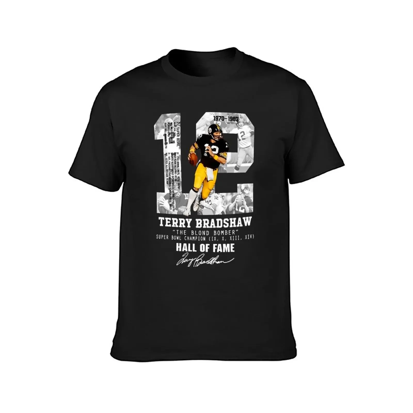 Terry Bradshaw The Blond Bomber h-All-o-f-f-AME Signature T-Shirt oversizeds vintage clothes for a boy men workout shirt