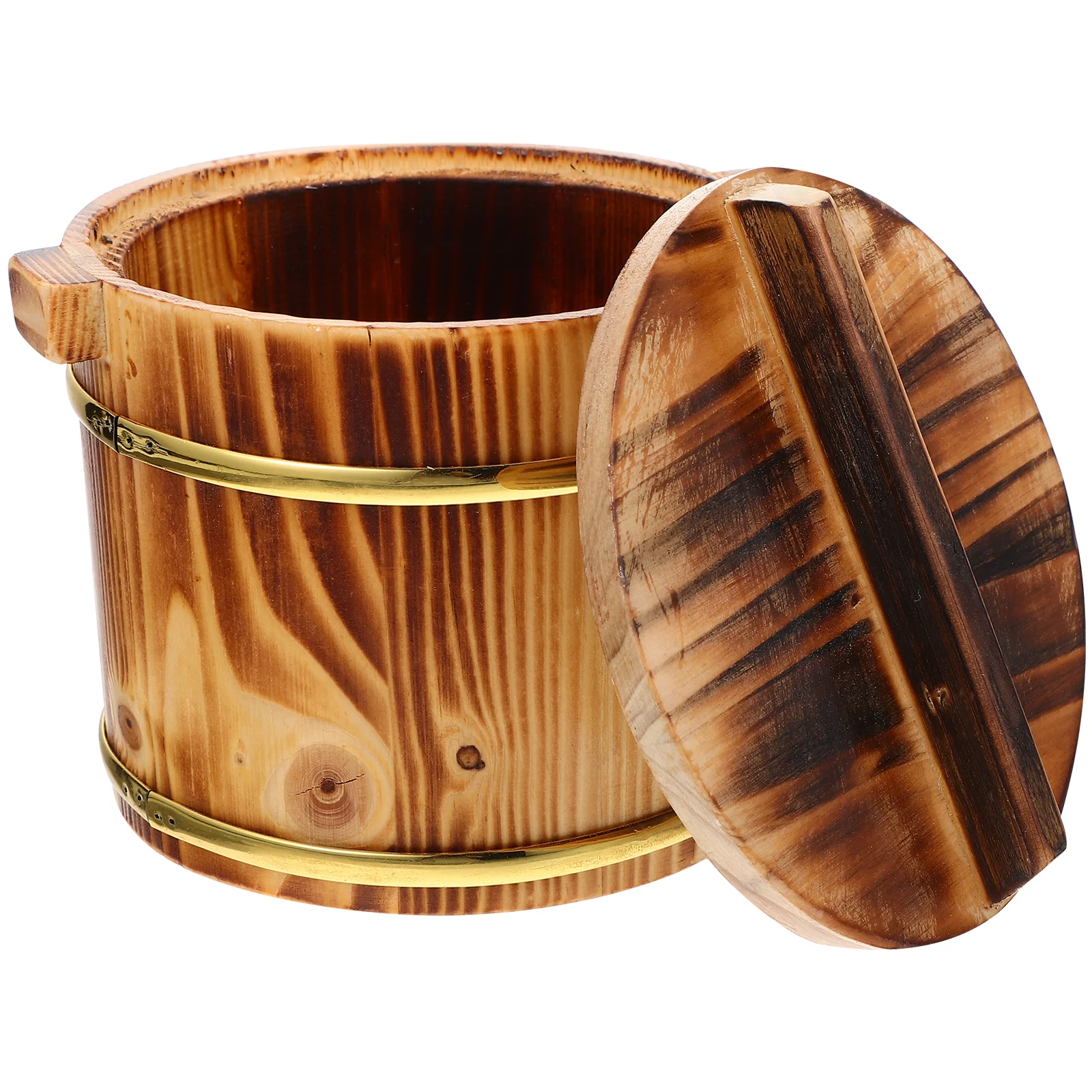 

1Set Sushi Rice Mixing Bucket Wooden Food Serving Container for Japanese Korean Bbq Sashimi Display Rice Barrel with Large Open