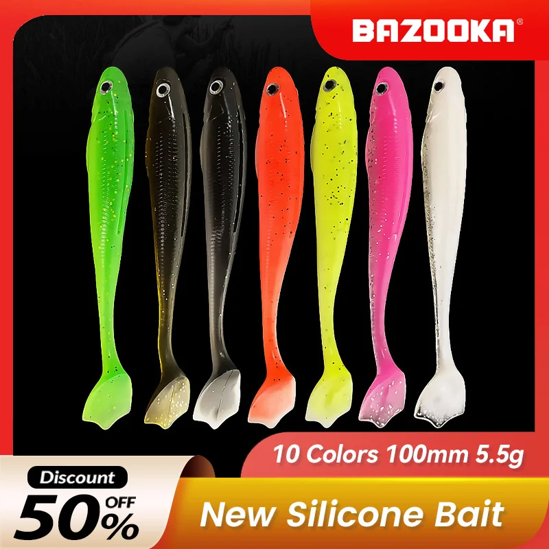 

Bazooka Soft Bait Easy Shiner Shad Fishing Lures Silicone Worm Wobblers Swimbait Spinner Jig Head Artificial Tackle Carp Bass