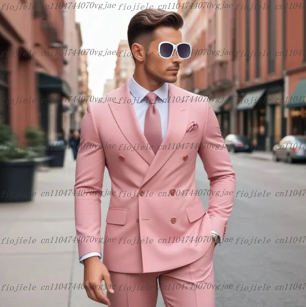 

Розовый мужской костюм для торжественных случаев, свадебной вечеринки, жениха, жениха, делового выпускного, мужские смокинги, комплект из 2 предметов, куртка, брюки по индивидуальному заказу