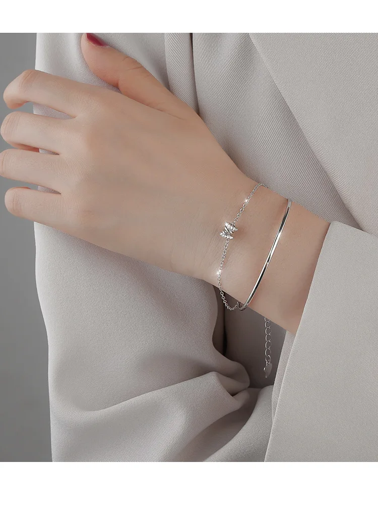 925 Sterling Silber Doppel-Liebesherz Hohle Runde Perlen Armband Damen Mode Romantischer Schmuck Klassisch Verstellbar – Detail 25
