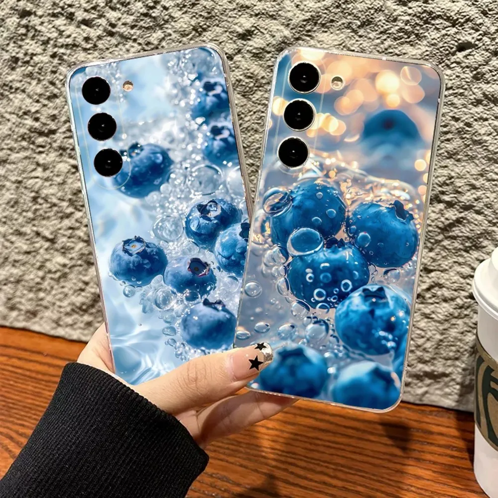 Blueberries Fruit  Phone Case For Samsung Galaxy A71,70,52,40,51,31,A50,21S,30S,Note20ultra Transparent soft Cover