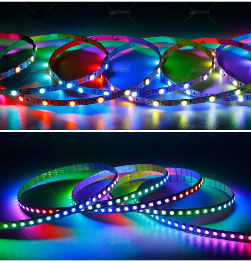 Imagem -06 - Fita Led Endereçável Individualmente Luz de Pixel Mini Dc5v Ws2812b Sk6812 Rgb 60 144 Leds mm mm mm Pcb Estreito Smd 3535 5050